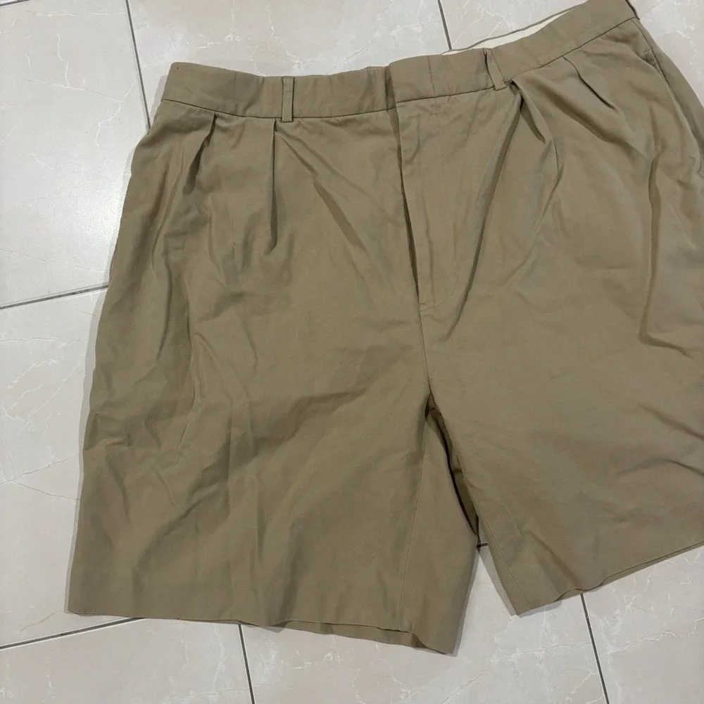 Vintage Polo Ralph Lauren Pleated Shorts Silk Blend Khaki Men's 38 Preppy Tyler